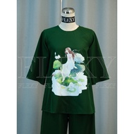 France Apparel, Green Pagoda Blue Clothes - Cold cotton Material - FLEXY Design