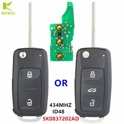 KEYECU Replacement Flip Remote Key fob 5K0 837 202 AD 433MHZ ID48 Chip for Volkswagen Beetle/Caddy/E