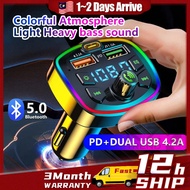 Car fm transmitter bluetooth 5.0 Wireless Car MP3 Player Car Radio Kereta Car Kit Handsfree Dual USB