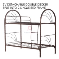 3V VE901A Heavy Duty Detachable Double Decker Bunk Bed Bedroom Hostel Hotel Strong Bed Frame