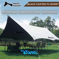 Butterfly Shape Tarp Flysheet set black Coating 5.5m x 4.4m Camping Waterproof UV-proof Shelter 4x6 Tent Awning