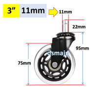 DSMAJU Heavy Duty Office Chair Roller Super Chair Wheel Clear Silent Office Chair Roller Replacement