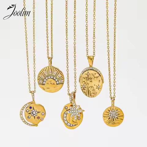 Joolim Jewelry Wholesale No Fade Elegant Vintage Crescent Star Sun Burst Zirconia Pendant Stainless