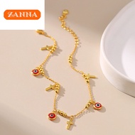 gelang kaki emas 916 original  Red eye cross beadedevil eye protection  blessed anklet for women gif