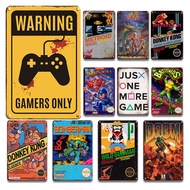 Gamers Only Warning Tin Sign Vintage Baby Gamer Room Decor Metal Plate Retro Old Game Metal Tin sign
