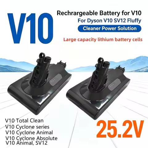 25.2V 100% Upgraded Lithium Battery Suit Dyson V10 SV12, Rechargeable Power for V10 Fluffy Whirlwind