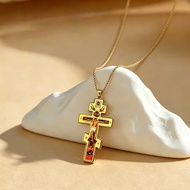 SKYRIM Eastern Orthodox Cross Necklace for Men Women Retro Religious Jesus Crucifix Byzantine Cross 