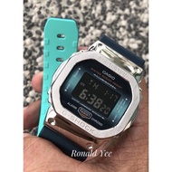 Customised Casio G-Shock DW-5600, DW5600 In Custom Silver Metal Bezel And Original Rubber Strap