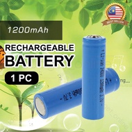 (1 PC) 18650 Rechargeable Battery Li-ion Lithium 3.7V 1200mAh / Bateri Boleh Cas