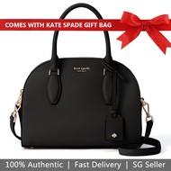 Kate Spade Handbag With Gift Paper Bag Crossbody Bag With Gift Bag Reiley Medium Dome Satchel Black # WKRU5886