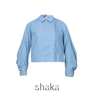 AW24 Shaka Melting Biker Jacket เสื้อแจ๊คเก็ต ซิปโลหะ ผ้าคอตตอนเดนิม JK-8240714