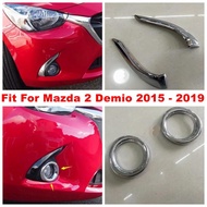 Auto Accessories For Mazda 2 Demio 2015 - 2021 Front Head Fog Lights Lamp Ring Eyelid Eyebrow Cover 