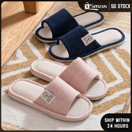 [SG SELLER] Women's And Men's Indoor Slippers linen Anti-slip Flat Open Toe Hotel Unisex Indoor Bedr