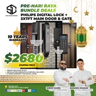 Philips Easykey Digital Locks (DDL303 + 5100K) + 3x7ft Main Gate and Door Bundle