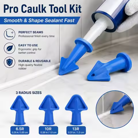 Caulk Finishing Tool Set 3 Radius Sizes Silicone Sealant Smoother Scraper for Kitchen Bathroom Tile 
