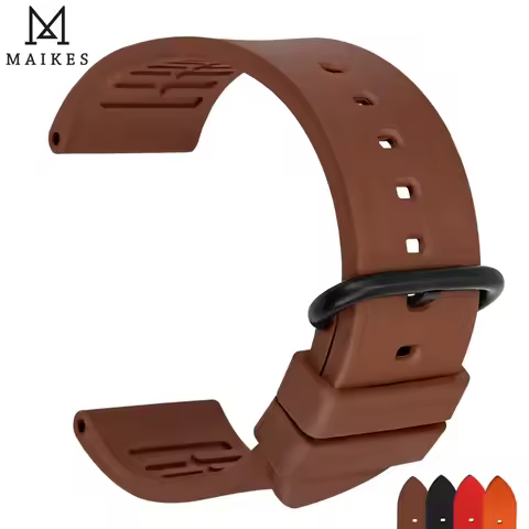 MAIKES Watch Accessories Sport Watch Strap 20mm 22mm 24mm Diver's Watchband Brown Fluoro Rubber Watc