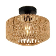 Yours MO-French Farmhouse Retro Chandelier Handwoven Straw&amp Shade Rustic Ceiling Lighting