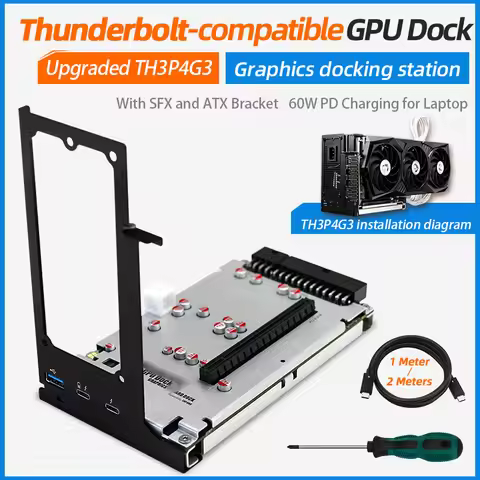 Upgraded TH3P4G3 Thunderbolt-compatible GPU Dock Graphics Card USB3.0 Extended 60W PD Charging with 