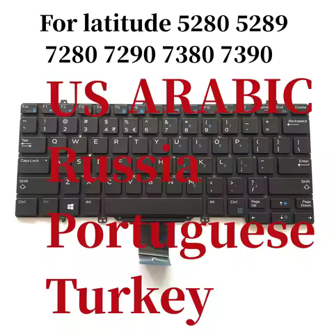 100%NEW Original PO TR US RU NORDIC For latitude 5280 5289 7280 7290 7380 7389 7390 laptop keyboard 