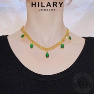 HILARY JEWELRY Vintage Perak Perempuan Accessories 純銀項鏈 For Sterling Women Emerald Silver 925 Original Korean Chain Leher Rantai Necklace Pendant N1589