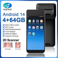 Handheld POS Terminal Android 14 Smart PDA Device 58mm Thermal Printer 6-inch Large-Screen Loyverse