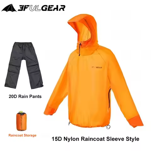3F UL GEAR Split Hiking Raincoat Rain Pants Waterproof 15D Nylon Lightweight Outdoor Camping Rain Co