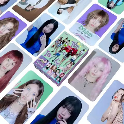 55Pcs TWICE High-definition Printed Themed Postcards and Assorted Lomo Cards Portable Delicate Fan M