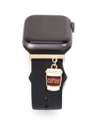 1入組合金咖啡杯設計錶帶吊飾裝飾環相容 Apple 錶帶配件相容 Galaxy Watch 系列錶帶吊飾禮品