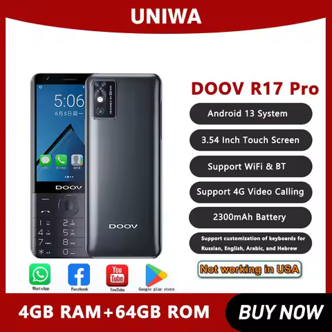 UNIWA DOOV R17 Pro Smart Mobile Phone Whatsapp Android 13 Touch Screen 4G Keypad Phones 3.54" 4GB 64
