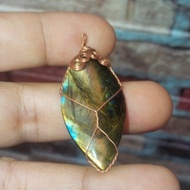 C46 Lapadolite Pendant With Copper Wire Pattern