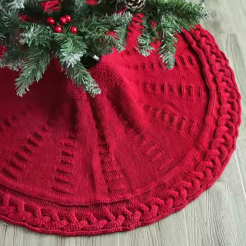 2025 New Product Christmas Tree Skirt Round Knitted Tree Skirt Apron Christmas Tree Decorations Chri