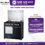 ELBA Gas Cooker with Gas Oven EGC-C9703G(BK) / EGC-C9704G(BK) - Safety Valve - Black (70L) WAH LEE S