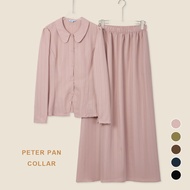 YOUMILIER AILEEN MODEST PLEATED TEXTURED BLOUSE & SKIRT SET YMWM136