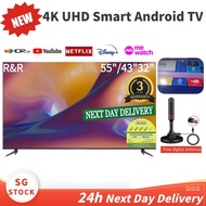 R&amp;R Smart TV 4K Android TV | 55inch 43inch 32inch Digital TV | Netflix&amp;Youtube | Dolby Audio | Wifi | HDR 10 | Frameless