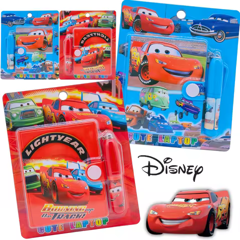 Hot Disney Pixar Cars 3 Lightning McQueen Cartoon Pocket Book Cute Mini Notebook Student Pen Station