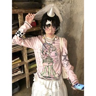 Mine Series Punk Style Clothing y2k Clothes Women Retro y2k Printed Thin Long Sleeve T-Shirt yk1