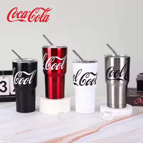 Coca Cola Insulated Cup 304 Stainless Steel Vacuum Insulated Cup, Household Straw Cup 600ML
