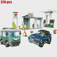 Compatible City series car service station model gas station racing sports car assembling building b