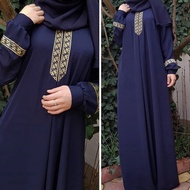 Plus Size 5XL Abaya Fashion Baju Kurung Women Muslimah Plain Embroidery Long Sleeve Murah Jubah Raya Islamic Maxi Dress
