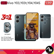 3in1 Tempered Glass Esd Premium Spy Vivo Y03 Y03t Y04 Y04S Anti-Scratch Privacy Anti-Dust