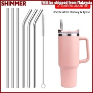 【Malaysia Spot】SHIMMERX 6Pcs Stainless Steel Straws, Silver Straight Bent Cup Straw,  Reusable 8mm D