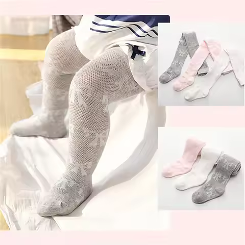 Toddler Kids Baby Girls Tights, Bow Print Mesh Net Stocking Pantyhose Stretch Footed Leggings 0-8T