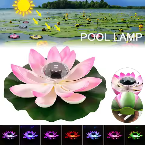 Floating Lotus Light Solar Powered Lotus Lamp with 7 Colors RGB LED Light Waterproof Lotus Light Wat