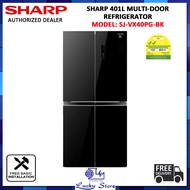 (BULKY) SHARP SJ-VX40PG-BK 401L MULTI DOOR REFRIGERATOR, PLASMACLUSTER TECHNOLOGY, 3 TICKS, 2 YEARS WARRANTY