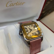 CARTIER 卡地亞 Santos 100 山度士 W20107X7 中型 36mm 半金 玫瑰金 自動腕錶