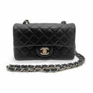 CHANEL黑銀羊皮菱格紋20公分CF包/斜背包/方胖子