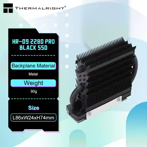 Thermalright HR-09 2280 PRO Black M.2 Solid State Drive AGHP Heat Pipe Radiator SSD Cooler Fully Ele