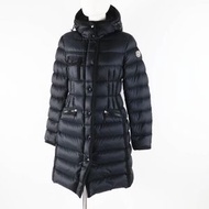 MONCLER HERMINE 長款羽絨服，版型優美，附帽，黑色，0 碼，女款，成色極佳。