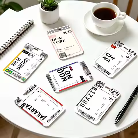 Travel Flight Ticket ID Card Holder Cute PVC Badge Holder Cartoon Card Cover Student ID Bus Card Cas