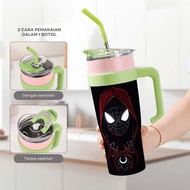1200ml Marvel Spider Man Miles Morales Hoodie Stainless Steel 304 Large Handle straw Portable Coffee